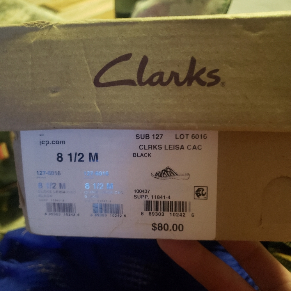 Clarks sz 8 1/2 leisa vacation black sandal new